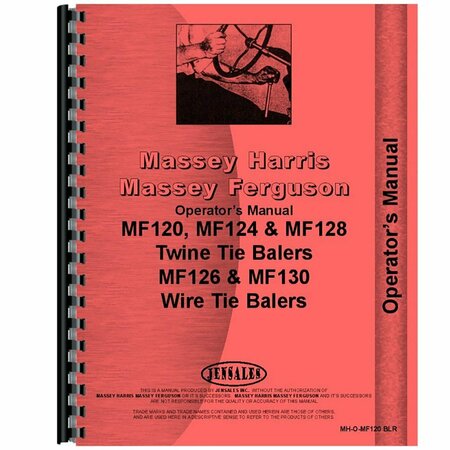 AFTERMARKET Fits Massey Ferguson MF 120 Twine Tie Baler Operators Manual RAP78638